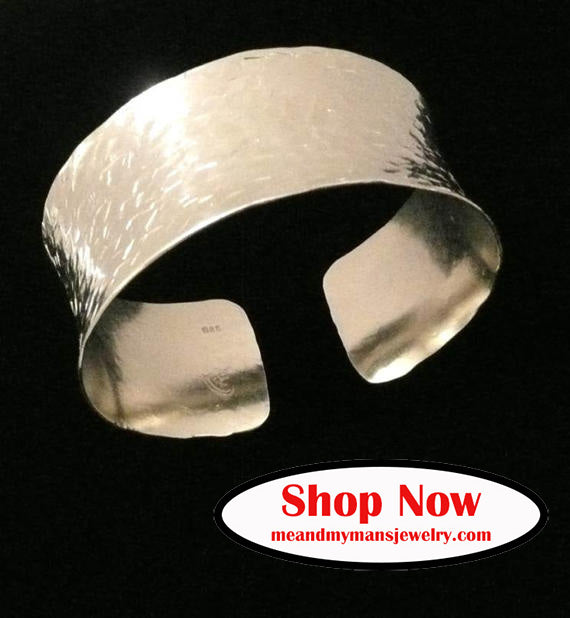 Hand Hammered Sterling Silver Cuff Bracelet - shop now - meandmymansjewelry.com