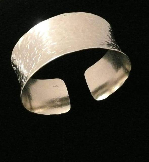 Hand Hammered Sterling Silver Cuff Bracelet - MeAndMyMansJewelry