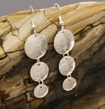 Sterling Silver Hammered Round Dangle Drop Earrings - MeAndMyMansJewelry