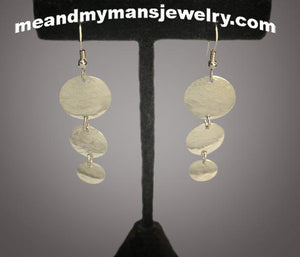 Sterling Silver Hammered Round Dangle Drop Earrings