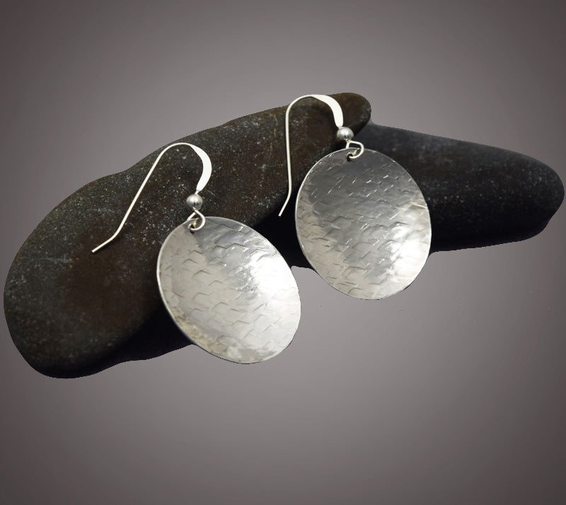 Sterling Silver Hand Hammered Disc Earrings - MeAndMyMansJewelry