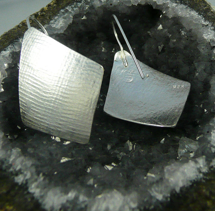 Sterling Silver Linen Patterned Dangle Earrings - MeAndMyMansJewelry