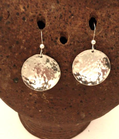 Sterling Silver Hand Hammered Disc Earrings - MeAndMyMansJewelry