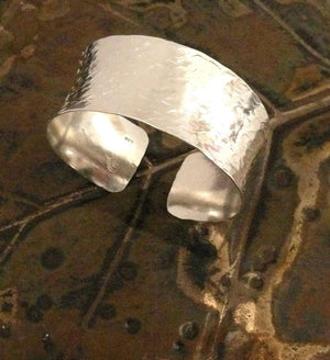 Hand Hammered Sterling Silver Cuff Bracelet - MeAndMyMansJewelry