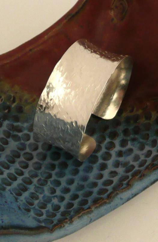 Hand Hammered Sterling Silver Cuff Bracelet - MeAndMyMansJewelry
