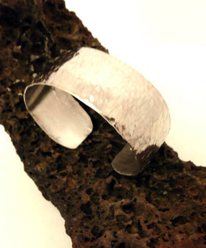 Hand Hammered Sterling Silver Cuff Bracelet - MeAndMyMansJewelry