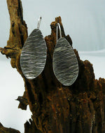 Sterling Silver 925  Hammered Patinated Teardrop Earrings - MeAndMyMansJewelry