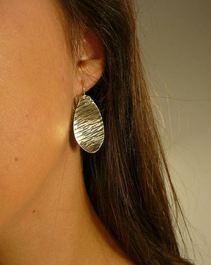 Sterling Silver 925  Hammered Patinated Teardrop Earrings - MeAndMyMansJewelry