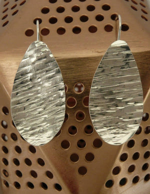 Hammered Sterling Silver Teardrop Dangle Earrings - MeAndMyMansJewelry