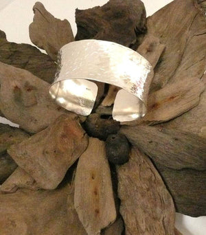 Hand Hammered Sterling Silver Cuff Bracelet - MeAndMyMansJewelry