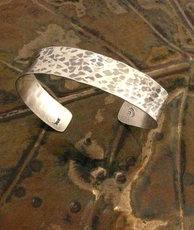 Hammered Sterling Silver Cuff Bracelet - MeAndMyMansJewelry