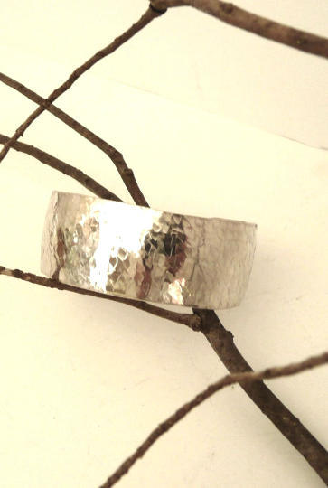 Hand Hammered Sterling Silver Cuff Bracelet - MeAndMyMansJewelry