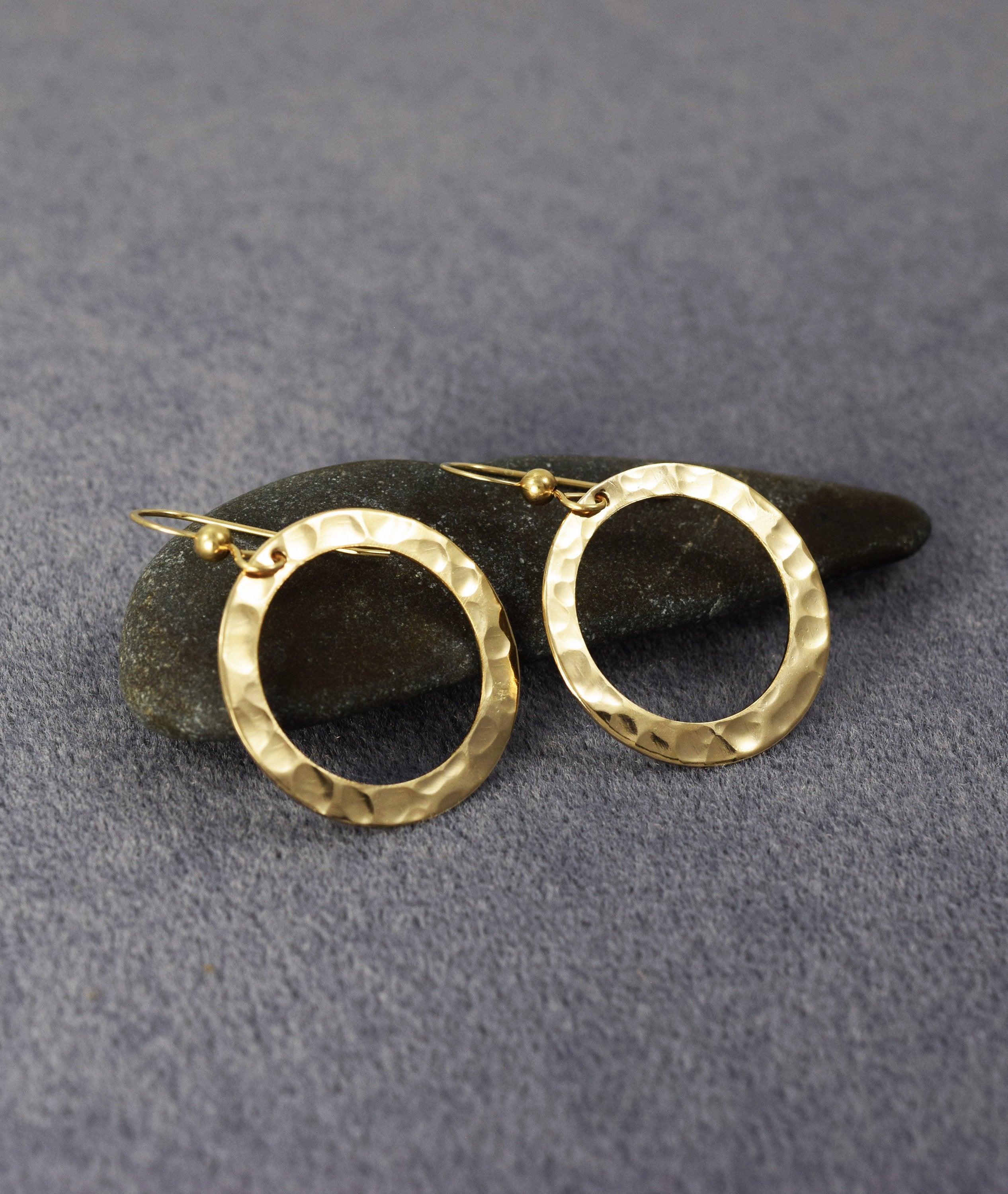 Hand Hammered 14K Gold Fill Hoop Earrings - MeAndMyMansJewelry