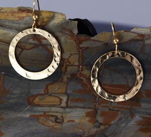 Hand Hammered 14K Gold Fill Hoop Earrings - MeAndMyMansJewelry