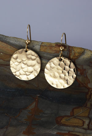 Hand Hammered 14K Gold Fill Disc Earrings - MeAndMyMansJewelry