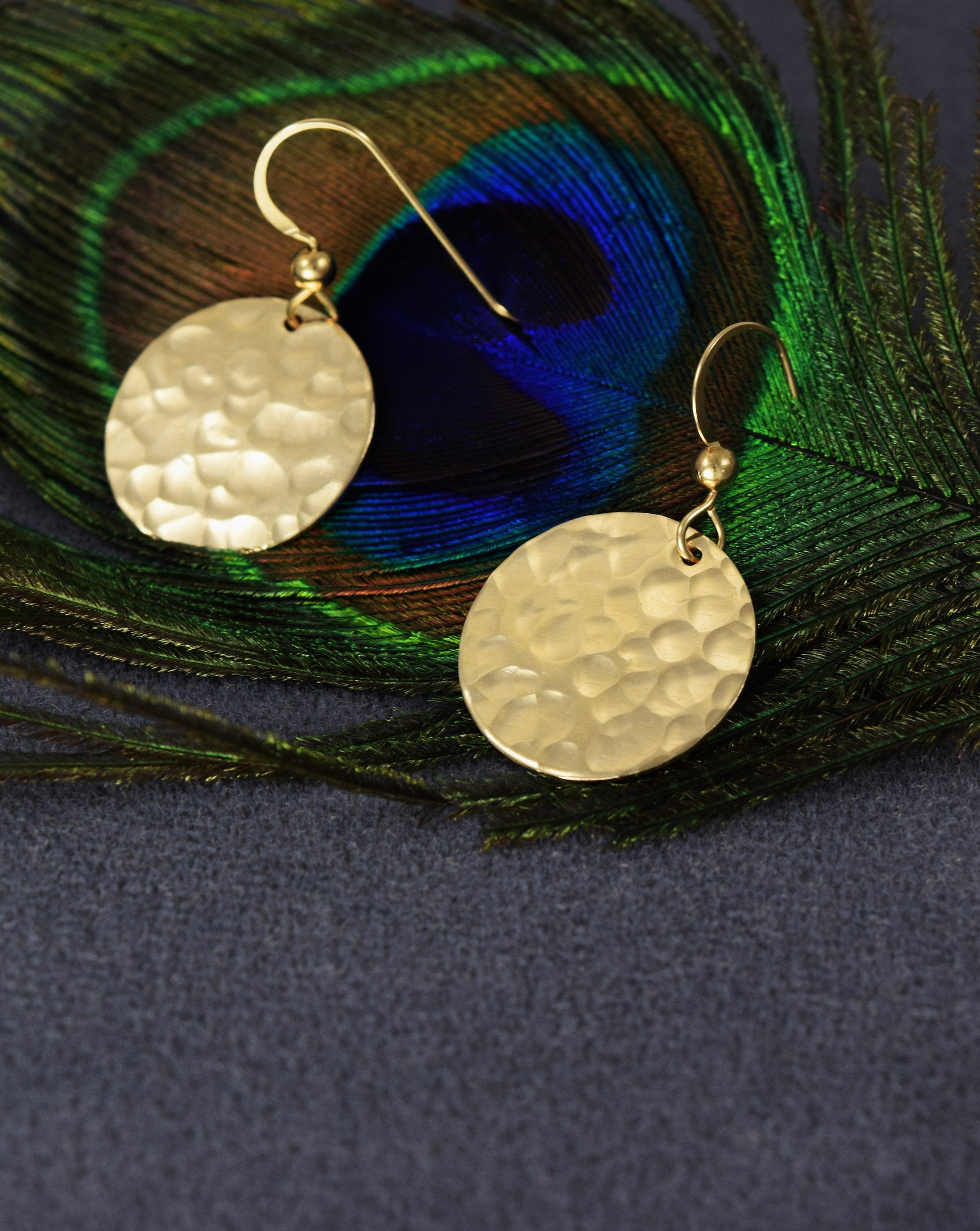 Hand Hammered 14K Gold Fill Disc Earrings - MeAndMyMansJewelry